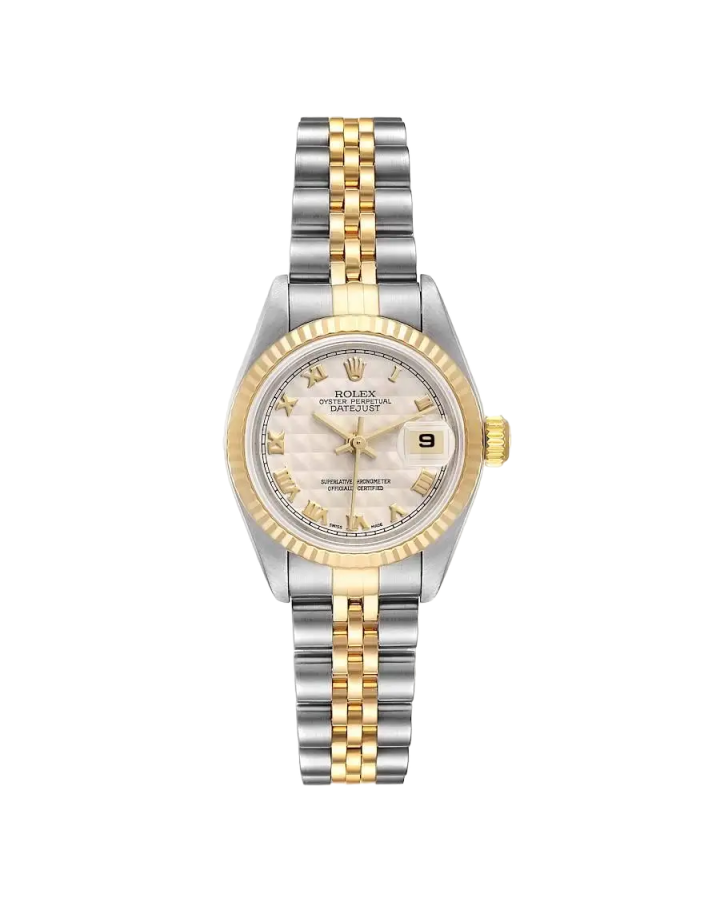 Часы Rolex Datejust Steel Yellow Gold Ivory Pyramid Dial Ladies Watch 79173