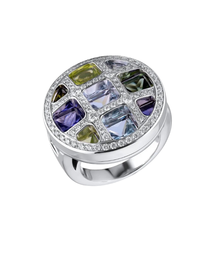 Кольцо Cartier Pasha Diamond Color Stone White Gold Ring
