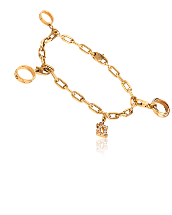 Браслет Cartier Yellow Gold Spartacus Chain Link с подвесками.