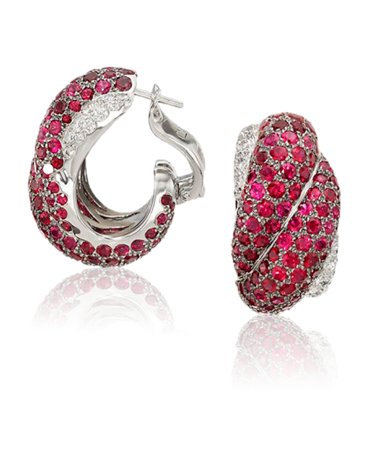 Серьги Chopard HAPPY DIAMONDS 18K WHITE GOLD DIAMONDS AND RUBIES 844202-1001