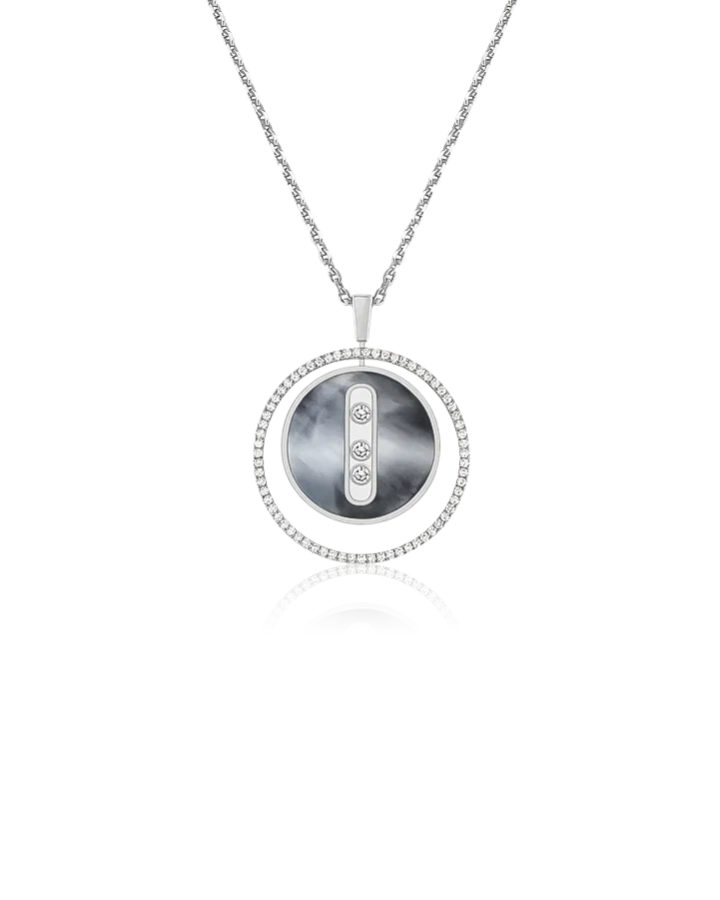Подвеска Messika Lucky Move diamond and grey mother-of-pearl necklace 10837-WG