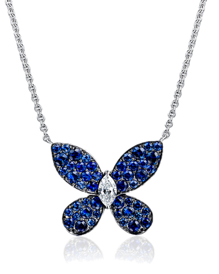 Колье Graff PAVE BUTTERFLY SAPPHIRE WHITE GOLD PENDANT