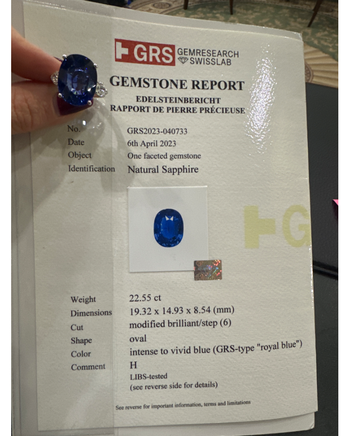 Кольцо No name с сапфиром Oval 22 55ct Intense to Vivid Blue GRS