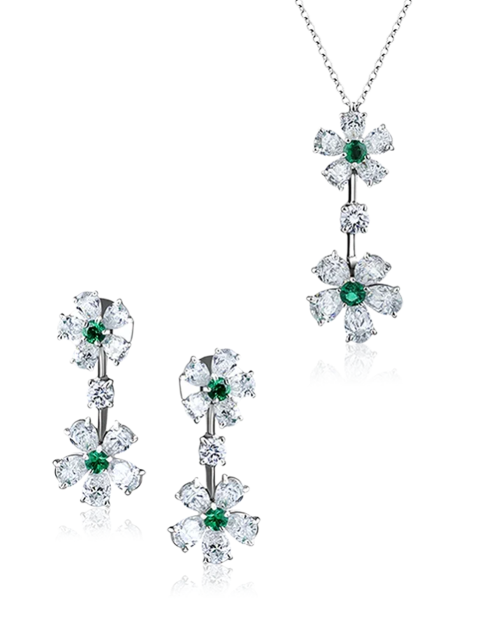 Комплект Graff DOUBLE FLOWER EMERALD & DIAMOND SET