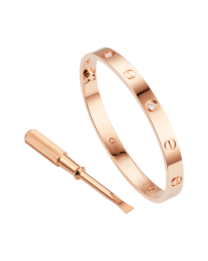 Браслет Cartier LOVE BRACELET 4 DIAMONDS PINK GOLD