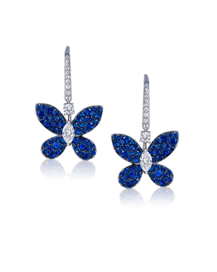 Серьги Graff PAVE BUTTERFLY SAPPHIRE WHITE GOLD LARGE MODEL