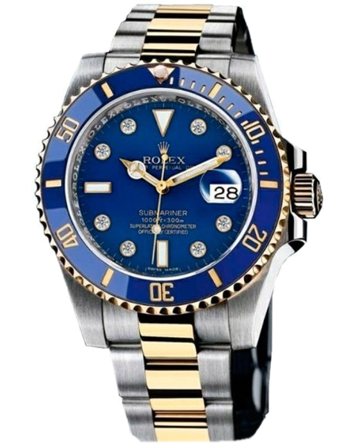 Часы Rolex Submariner Date 40mm Steel and Yellow Gold Ceramic 116613 blue dial 8 diamond