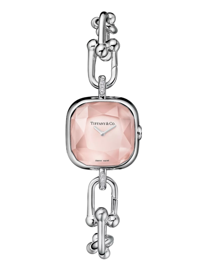 Часы Tiffany&Co Tiffany HardWear Watch in Sterling Silver and Diamonds with Pink Mother-of-pearl