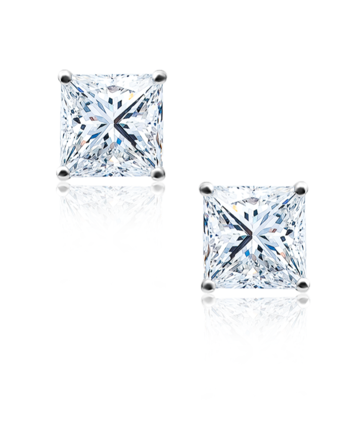 Серьги No name с бриллиантами Princess 2 00ct I/VS1 - 2 00ct J/VVS2