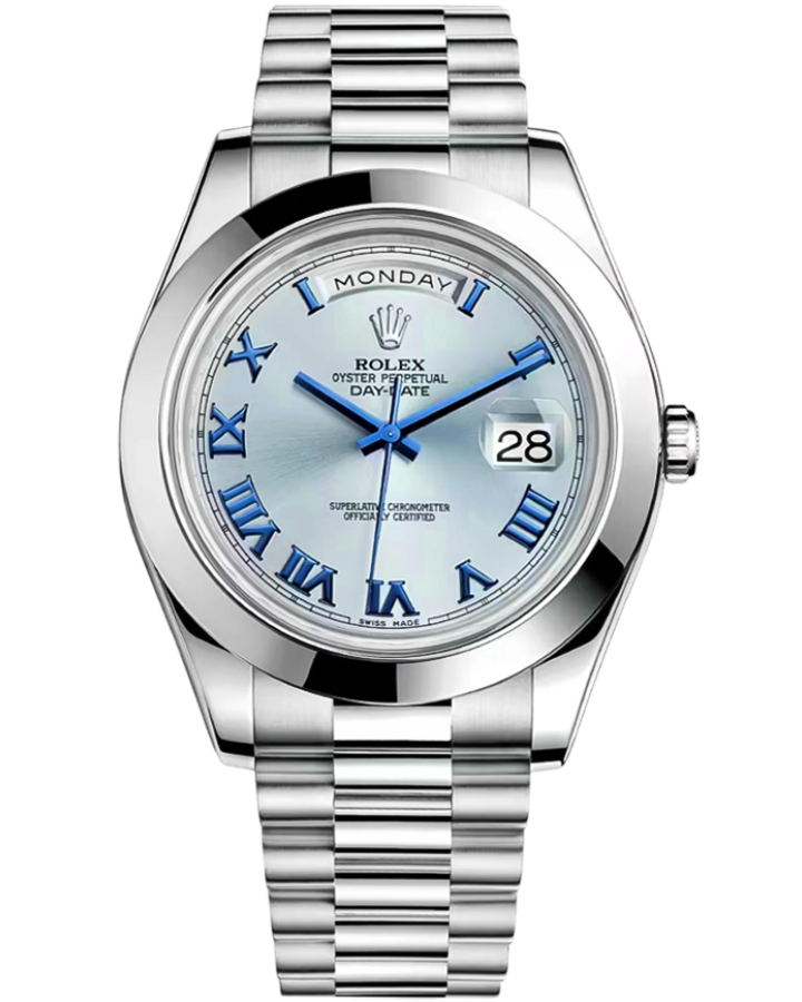 Часы Rolex DAY-DATE II PLATINUM ICE BLUE ARABIC 218206 ibcrp